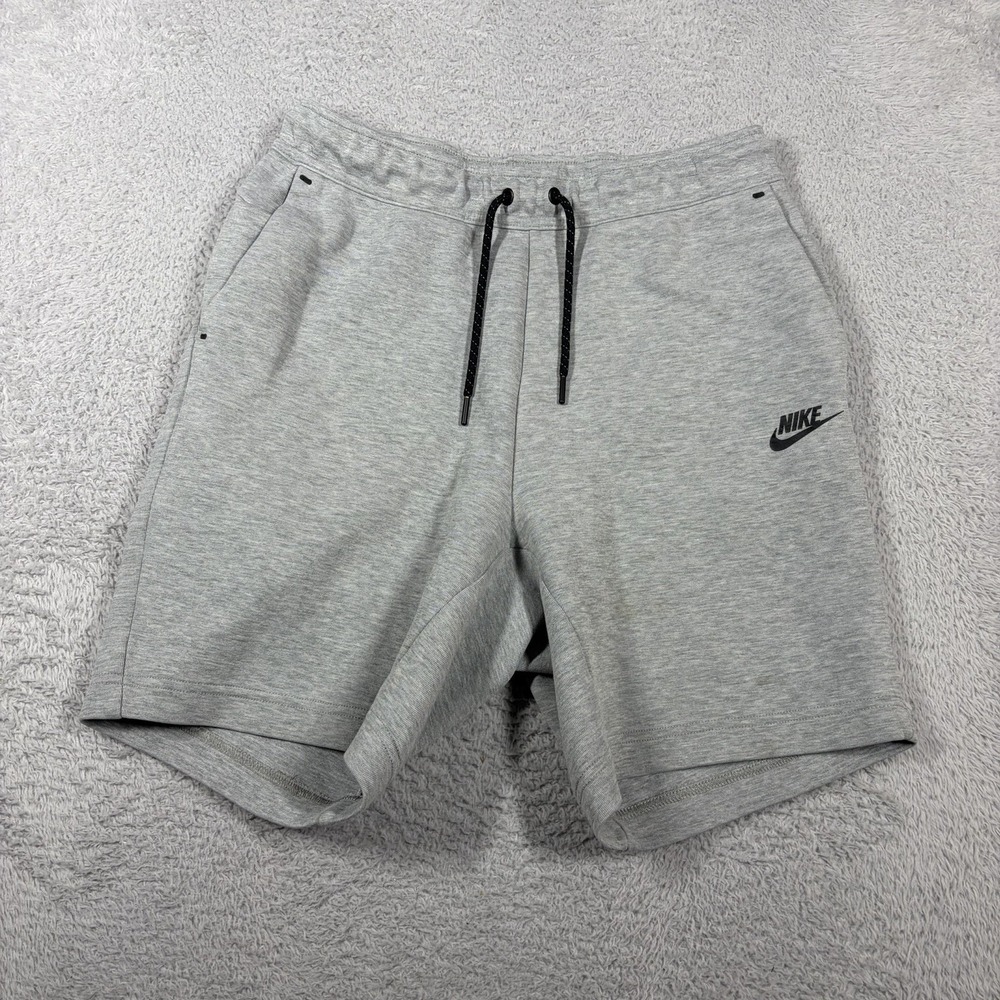 Nike Tech Shorts Mens Small Gray Elastic Drawstring Lounge Athletic 7"